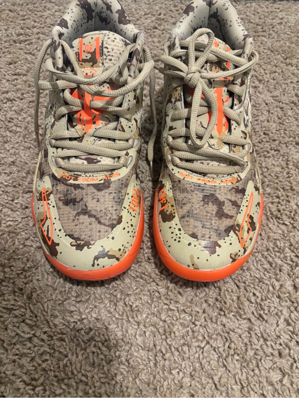 Puma Men's Camo Athletic Shoes in Tan and Orange
